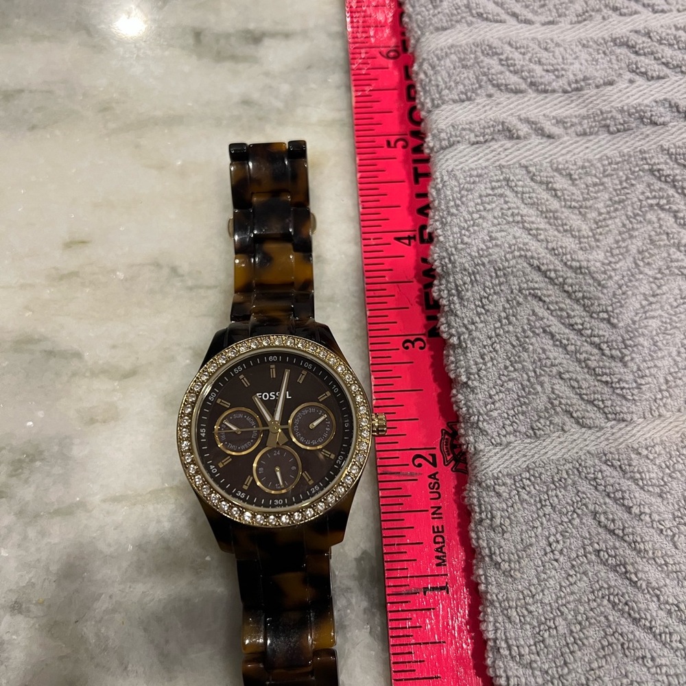 Womens fossil brand watch-tortoise parters band w gold head - Picture 2 of 6